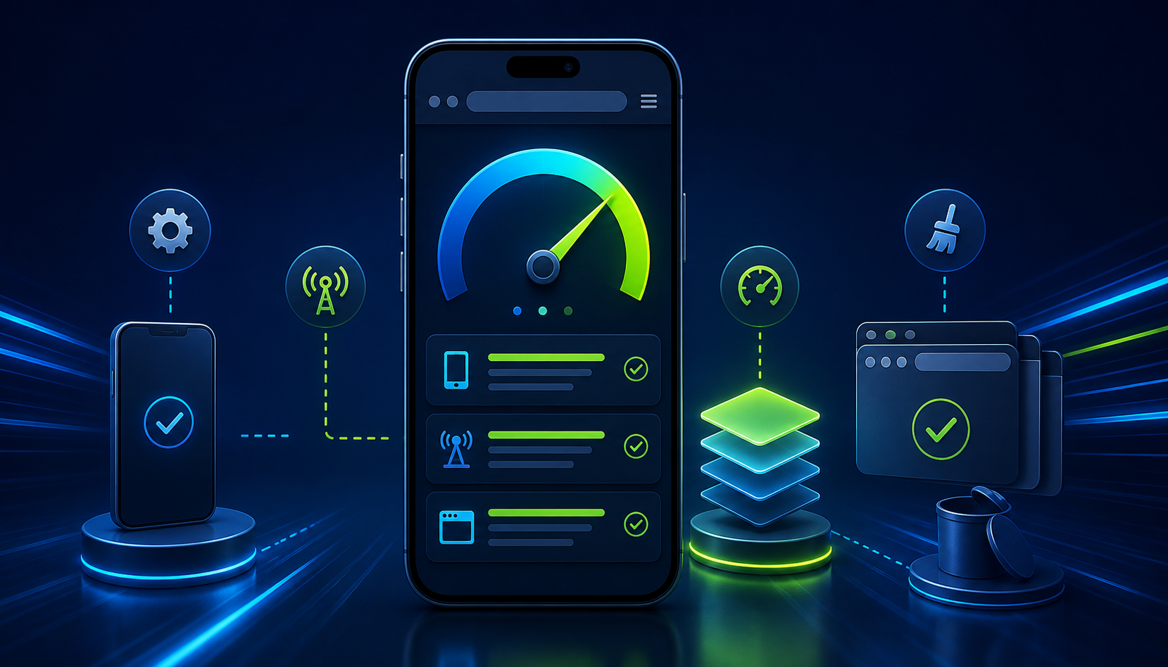 Betroy Mobil Tarayıcı Performansını İyileştirme konusunu anlatan özgün dijital illüstrasyon